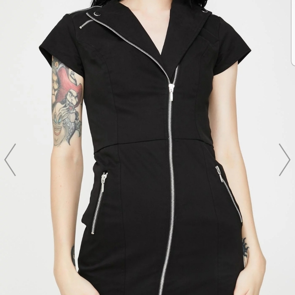 Black zip up dress